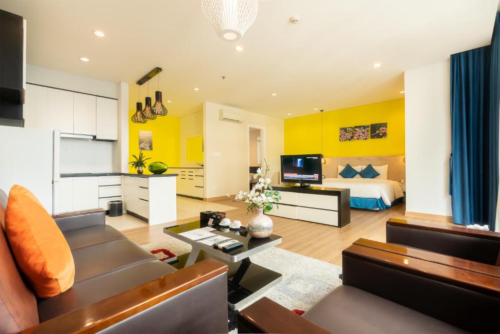 Kuchyň nebo kuchyňský kout v ubytování My Way Hotel & Residence Ha Noi