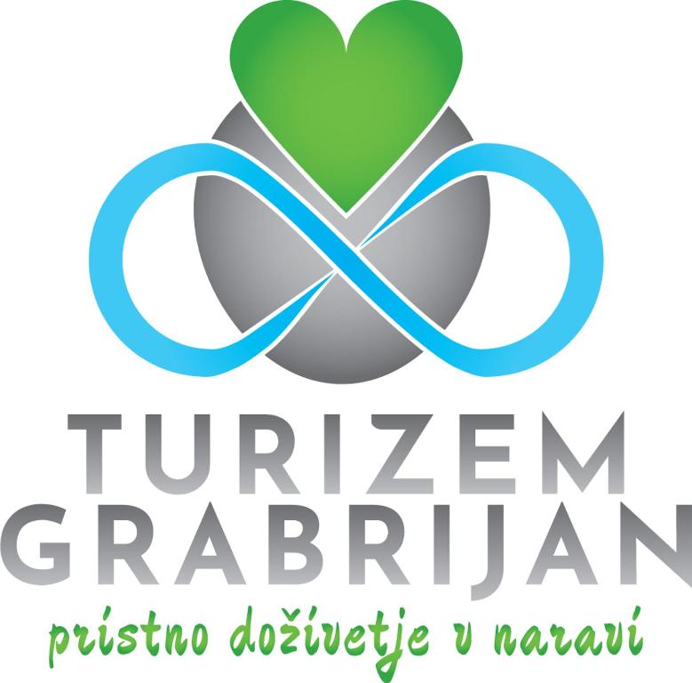 un logotipo para una instalación de triatlón con un corazón verde en TURIZEM GRABRIJAN, Jasmina Grabrijan s.p. en Adlešiči