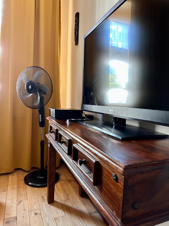 Televízia a/alebo spoločenská miestnosť v ubytovaní Africa Apartment