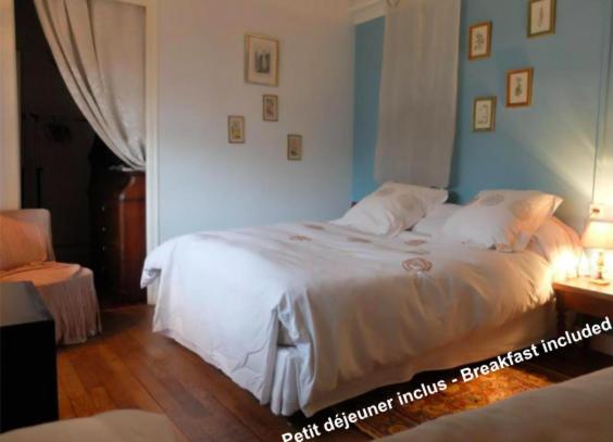 a bedroom with a large white bed in a room at Villa Vero in Contrexéville