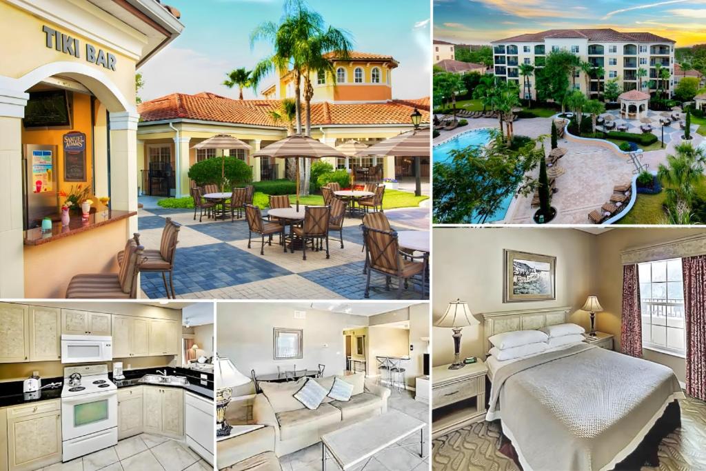 a collage of pictures of a mansion at Entire Rental 3-BR Minutes from Disney x8 Hot tub in Orlando