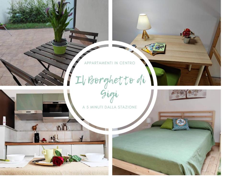 a collage of pictures of a room with a bed and a table at Il Borghetto di Gigi in Catania