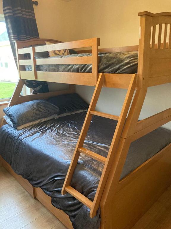two bunk beds in a room with a ladder at Shanadune in Tralee