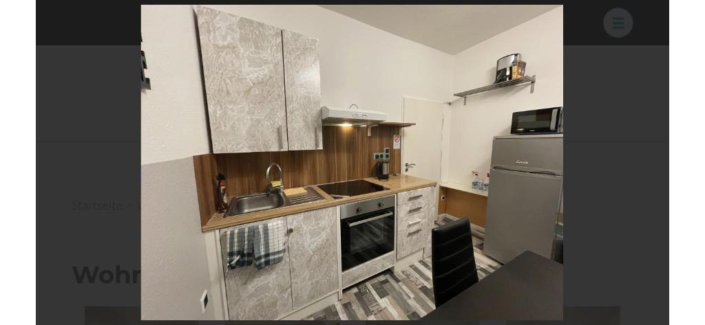 uma cozinha com um lavatório e um fogão forno superior em Moderne Monteurzimmer Vu em Dortmund