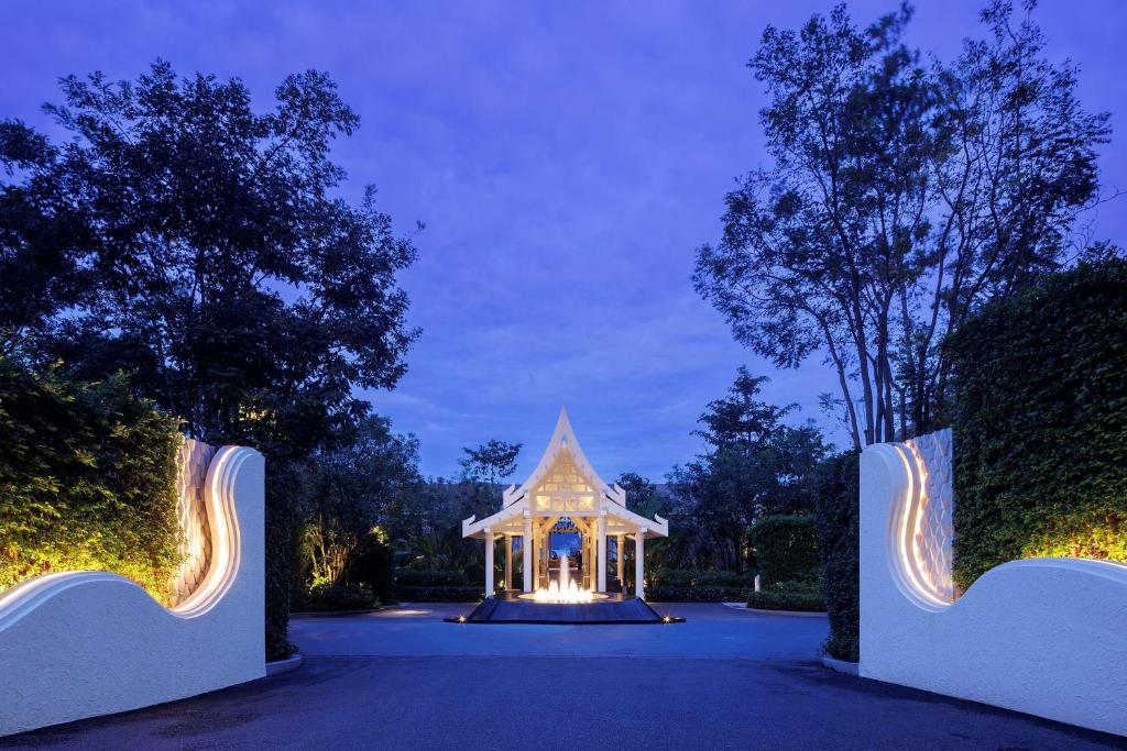 a gazebo in a park at night at Banyan Tree Krabi in Tab Kaek Beach