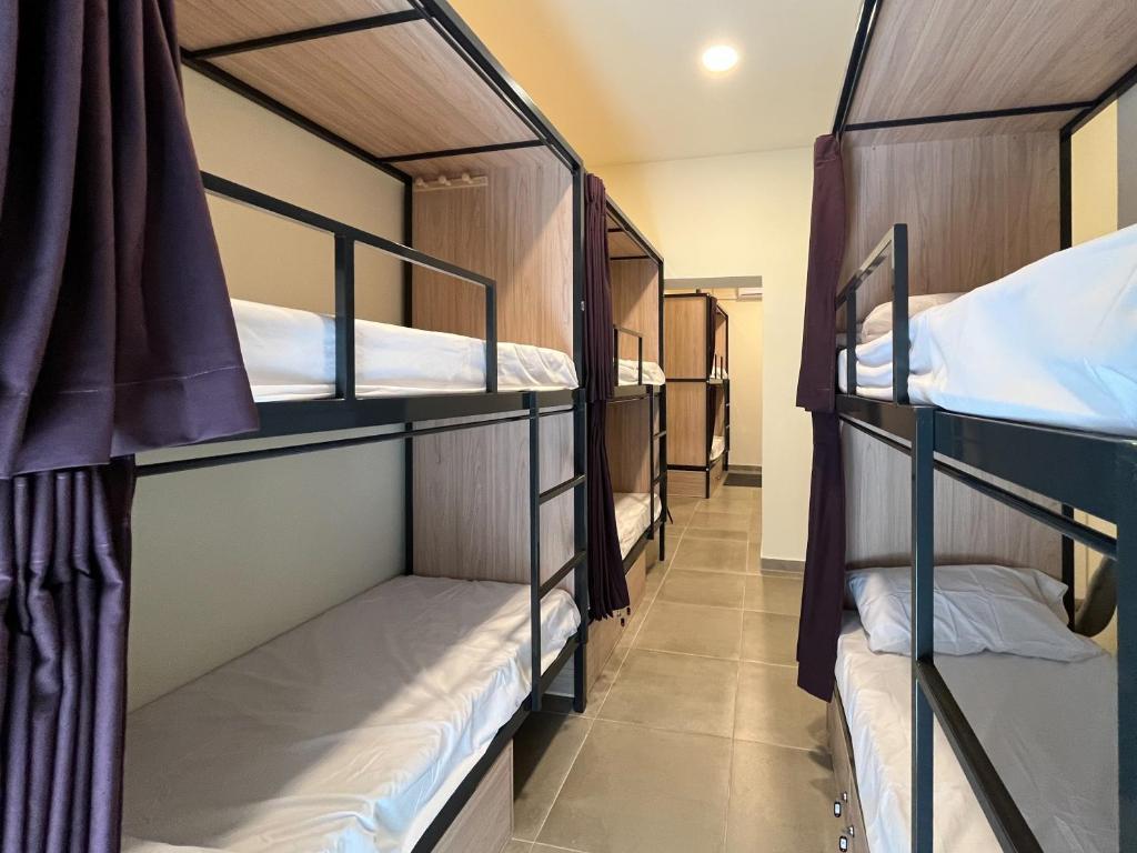- un ensemble de lits superposés dans une chambre dans l'établissement Multi Hostel Calvario, à Madrid