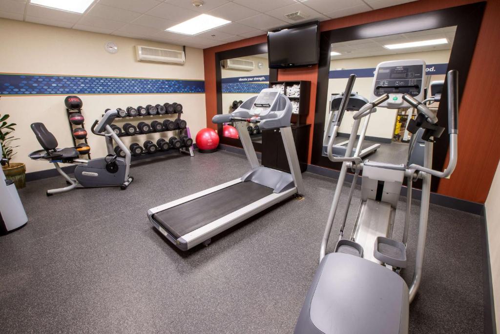 a gym with treadmills and cardio equipment in a room at Hampton Inn & Suites Berkshires-Lenox in Lenox