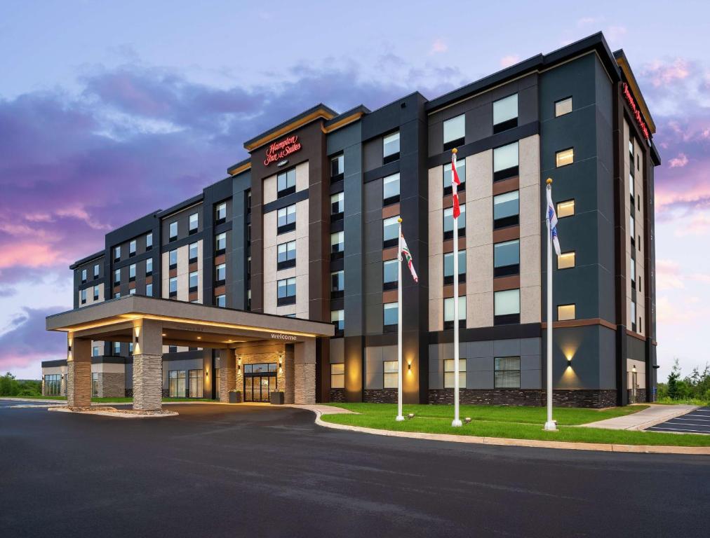 a rendering of the hotel exterior at Hampton Inn & Suites Charlottetown in Charlottetown
