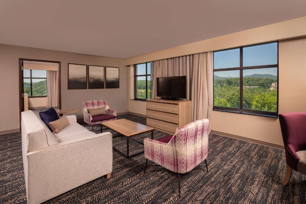 Hilton Asheville Biltmore Park - Suite King De Un Dormitorio Con Vista Al Jardín