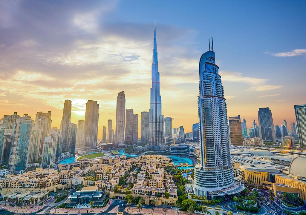 Nespecifikovaný výhled na destinaci Dubaj nebo výhled na město při pohledu z apartmánu