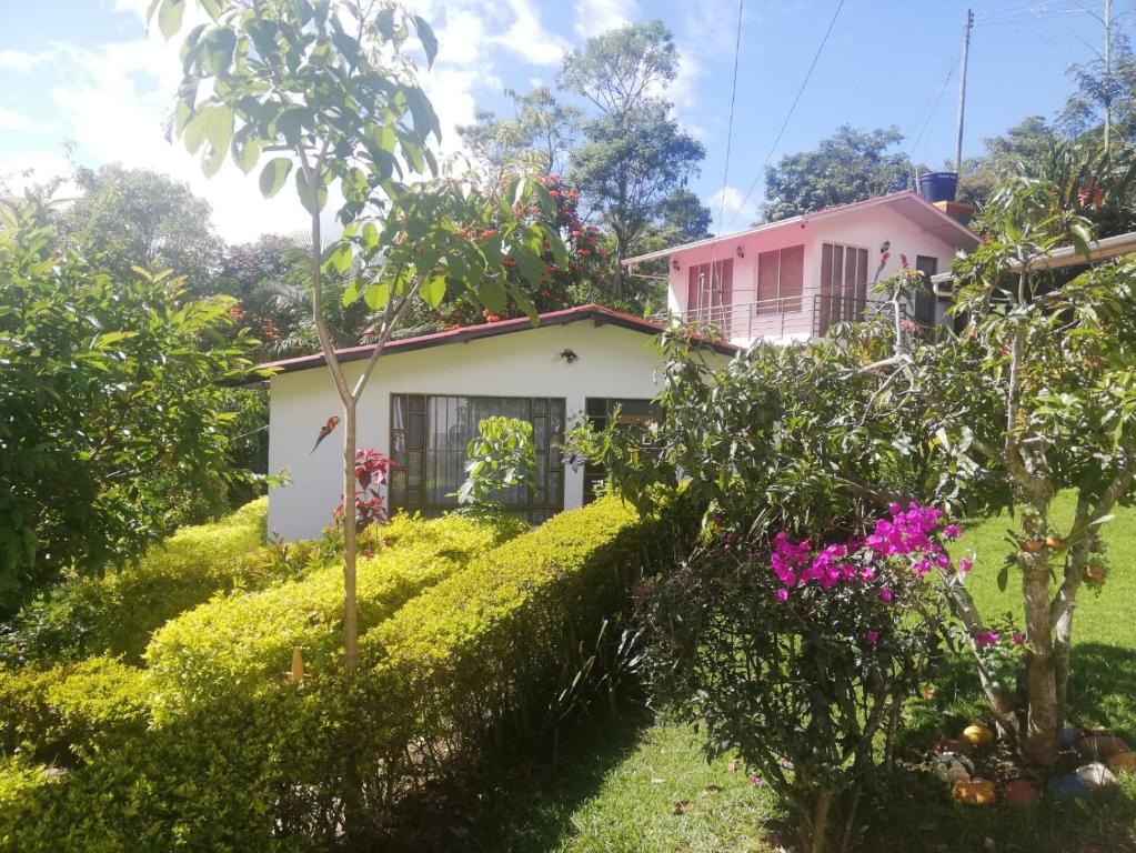 una casa con un jardín delante de ella en Cabaña Campestre Santa Helena, en Choachí