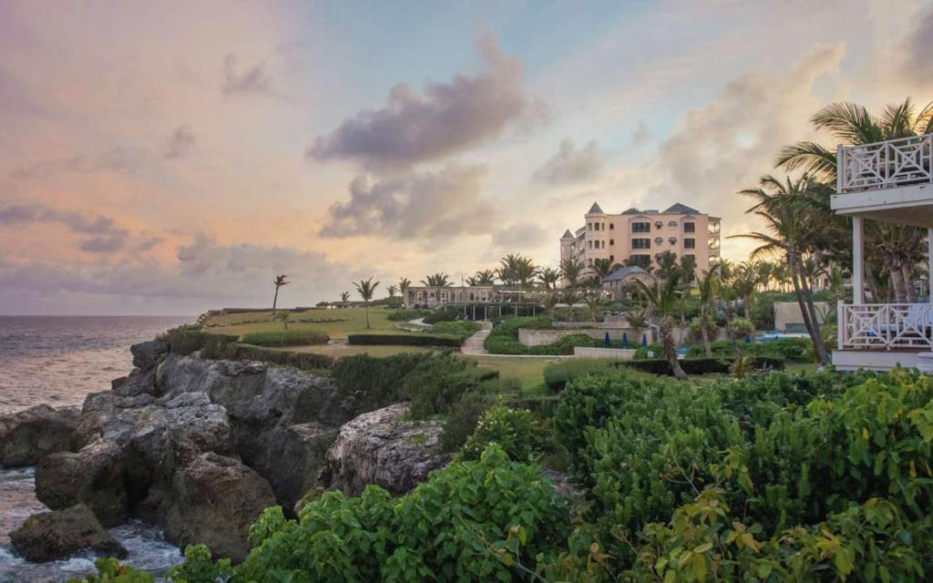 a view of a resort from the ocean at Hilton Grand Vacations Club The Crane Barbados in Saint Philip