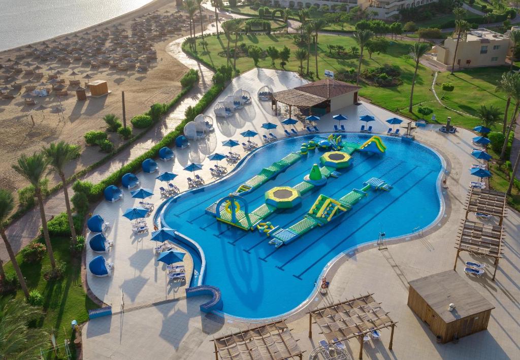 an overhead view of a water park at a resort at Cleopatra Luxury Resort Makadi Bay in Hurghada