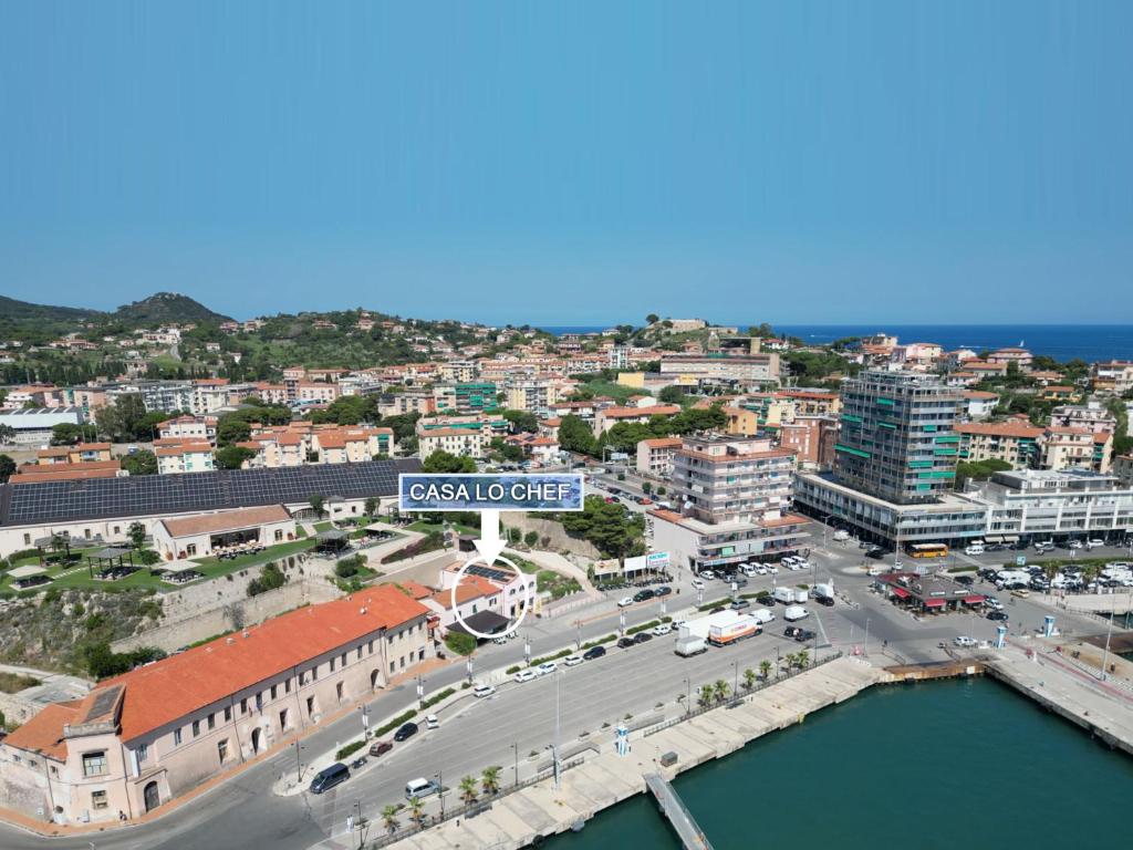 an aerial view of a city with a street sign at Casa Lo Chef - ArgonautiVacanze in Portoferraio