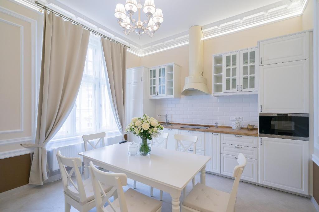 Kuchyň nebo kuchyňský kout v ubytování Revelton Suites Karlovy Vary