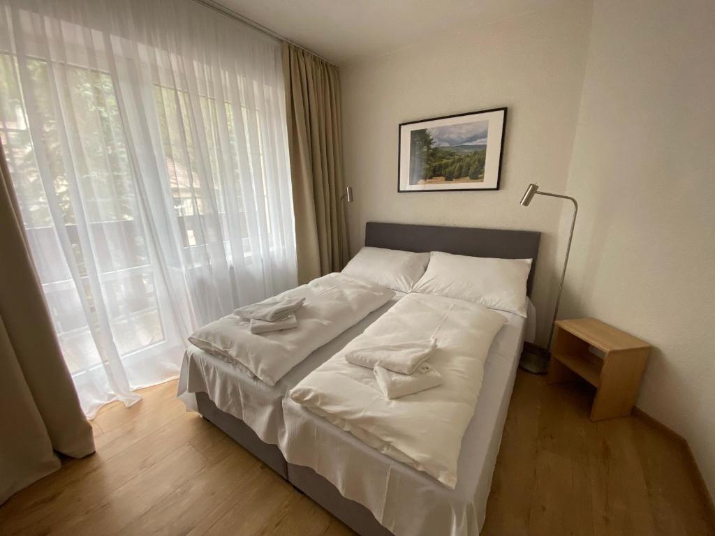 Postel nebo postele na pokoji v ubytování Hotel U STUDÁNKY