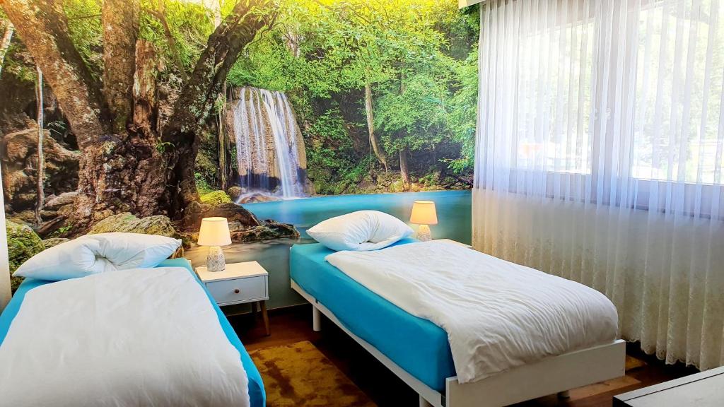 Postel nebo postele na pokoji v ubytování Luxuriöse Villa Romantica
