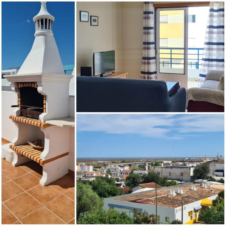 een collage van foto's met uitzicht op een huis bij Tavira Pimpão - Sea View Flat in Tavira