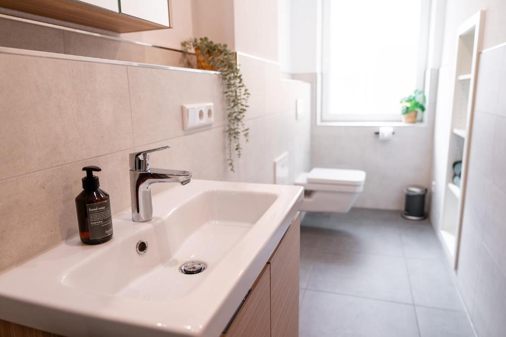 Koupelna v ubytování Exklusives Apartment in bester Lage in TBB