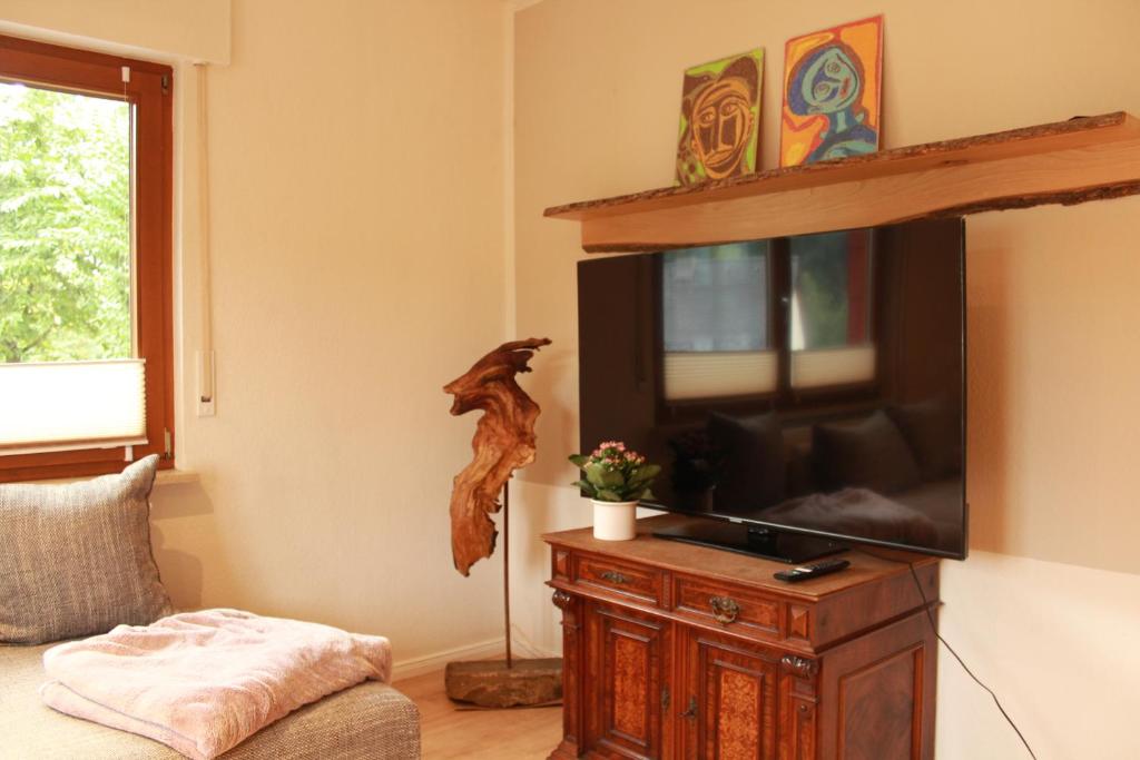 TV a/nebo společenská místnost v ubytování Ferienwohnung CONNI