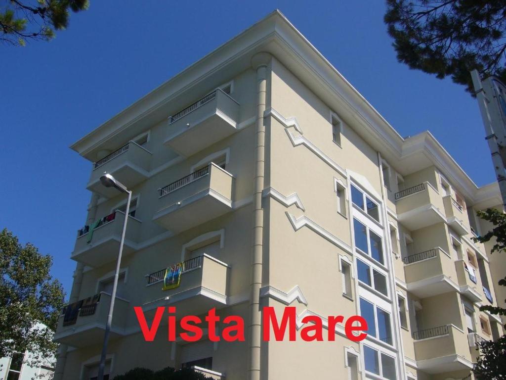 a tall building with a vista mar sign on it at Hotel Moresco - Piscina Beach Village in Riccione