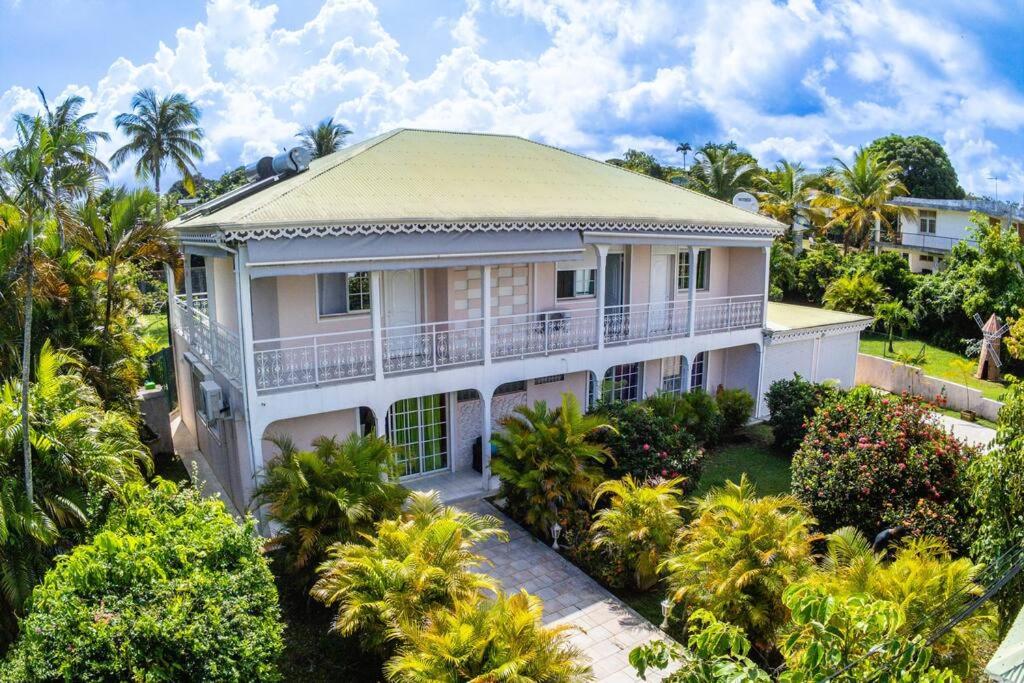 巴葉馬霍的住宿－La Villa Mussanda avec piscine，棕榈树房屋的空中景致