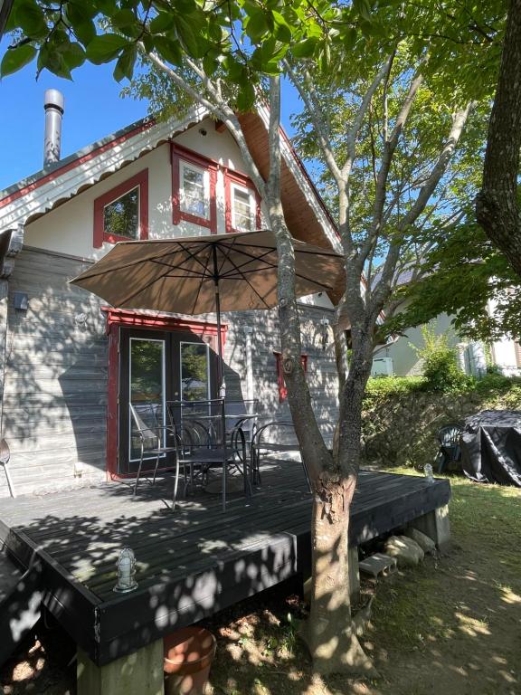 Bygningen som feriehuset ligger i