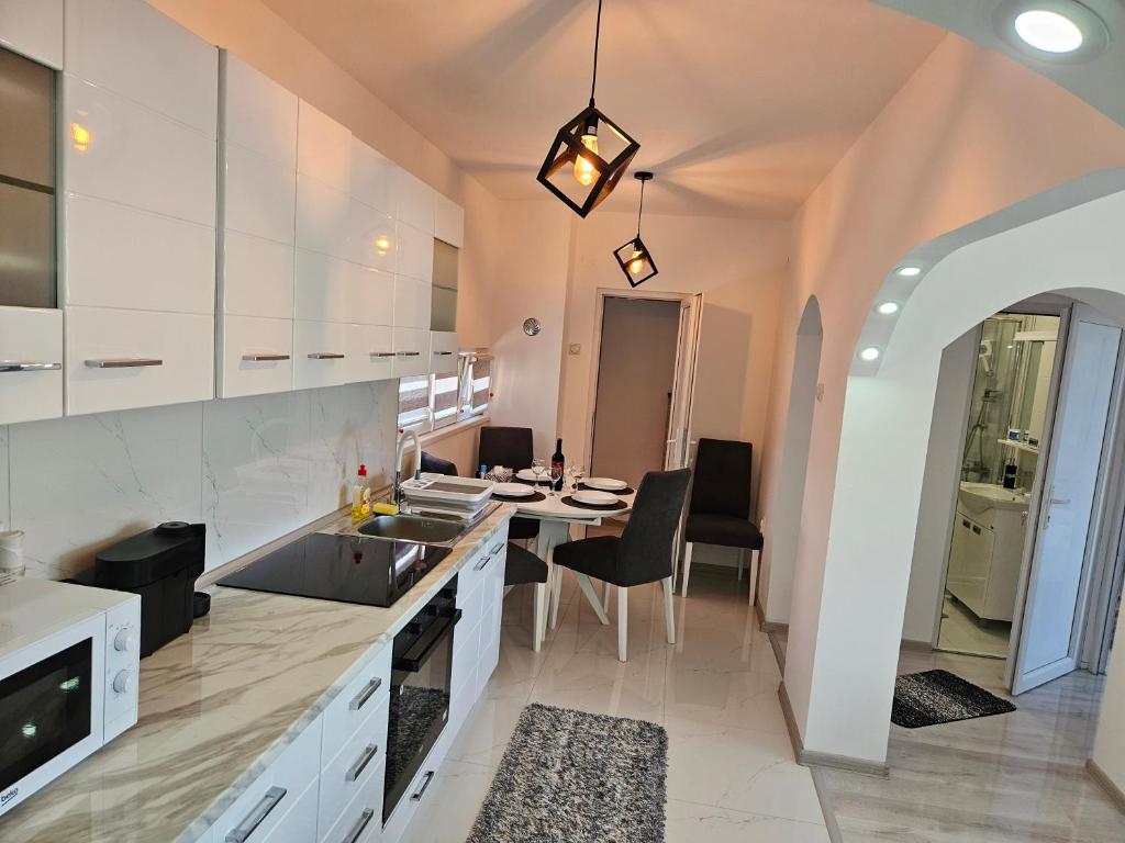 Kuchyň nebo kuchyňský kout v ubytování Apartman Jovanovic