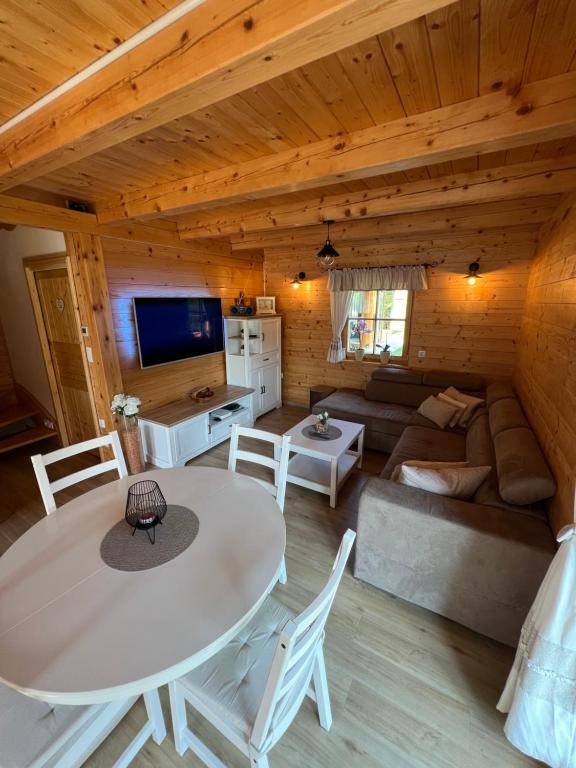 TV a/nebo společenská místnost v ubytování Hiška Erika - Wood House Erika
