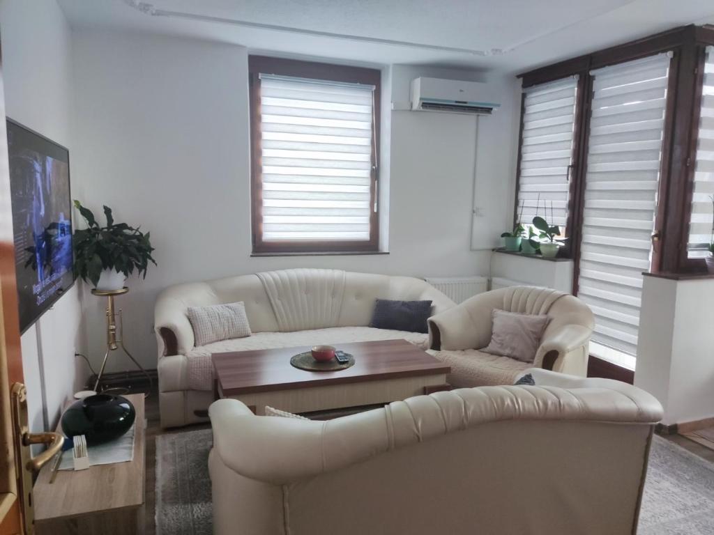a living room with two couches and a table at Hana in Konjic