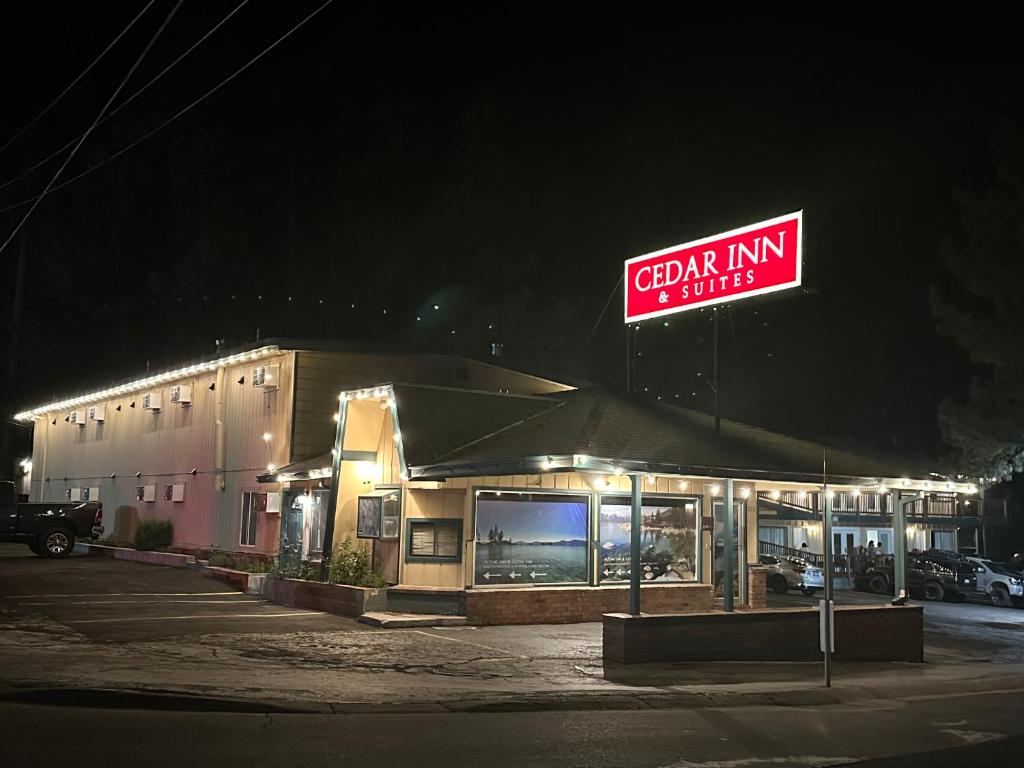 a store with a sign that reads join inn shifts at Cedar Inn & Suites in South Lake Tahoe