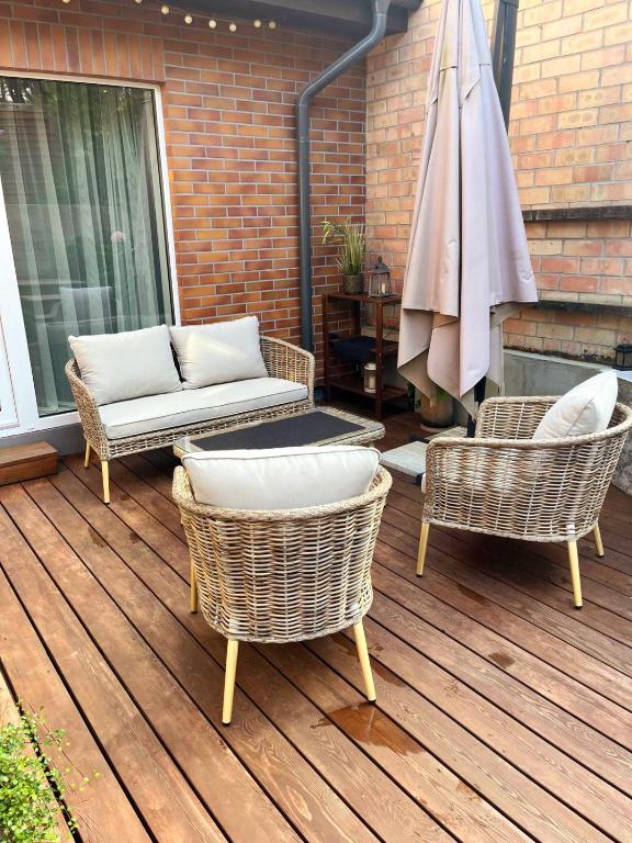 Patio nebo venkovní prostory v ubytování Kopų terasos