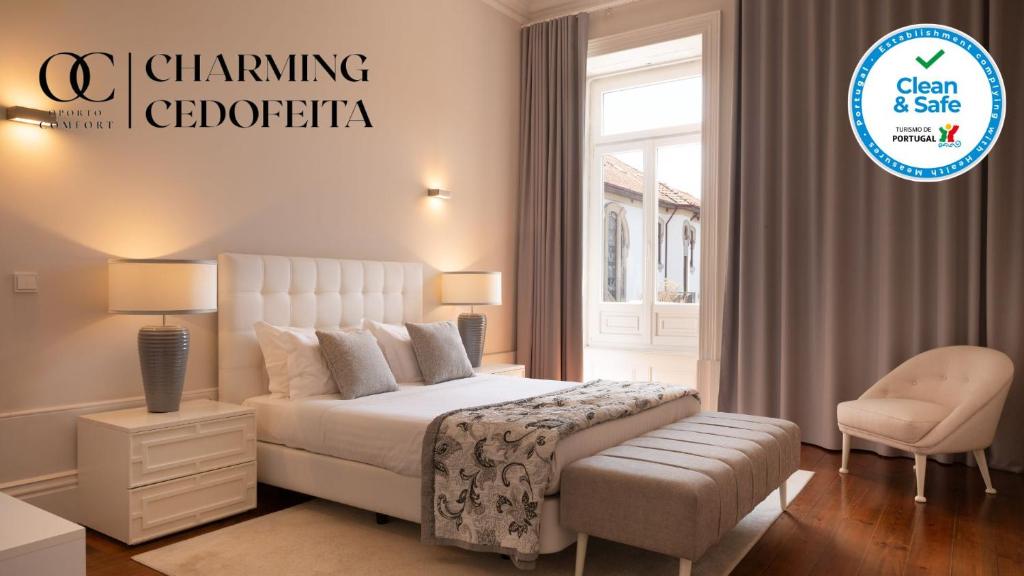 En eller flere senge i et værelse på Oporto Comfort Charming Cedofeita