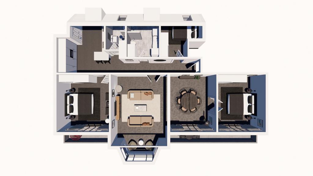 Půdorys ubytování Beautiful 3 Bedroom Apartment Near Shopping & Metro