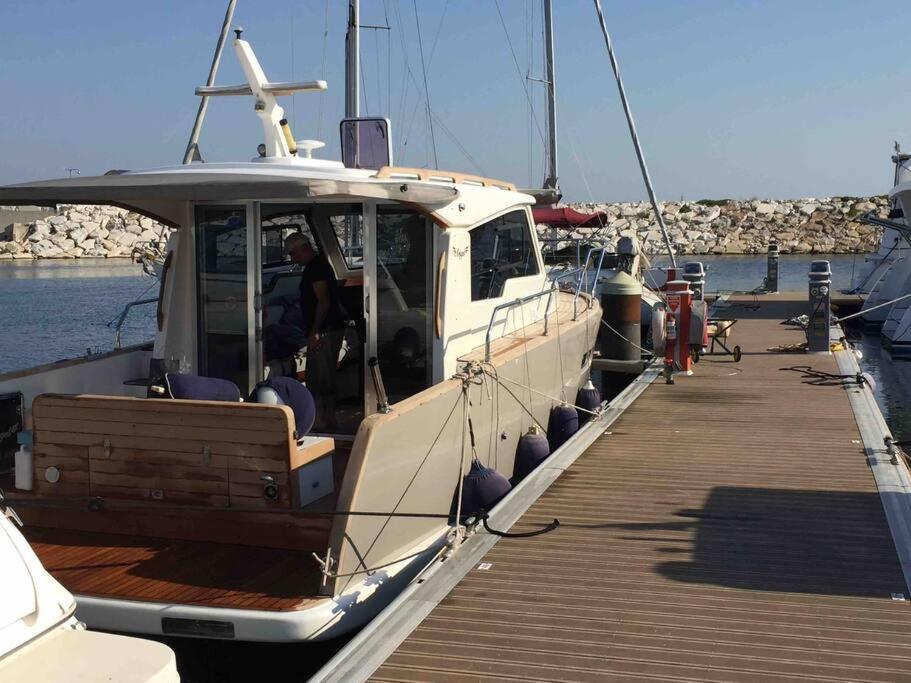 イスタンブールにあるAt Yeşilköy harbour pretty Lobste Only Accommodationの水上の桟橋に停泊する船