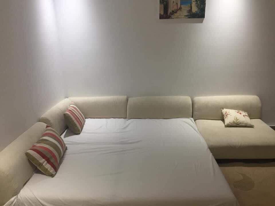 Postel nebo postele na pokoji v ubytování maison d'hôte familiale للعائلات فقط