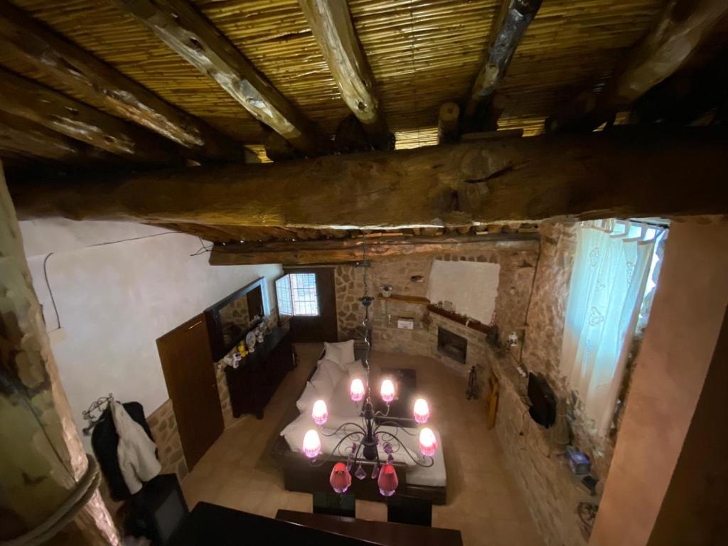 an overhead view of a room with a table in a building at La Cabaña 