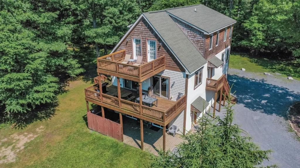 an overhead view of a house with a balcony at Carmel Sunday in Swanton