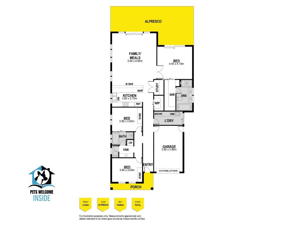 a floor plan of a house with yellow at Luxurious Lakefront on Franklin Island in Victor Harbor