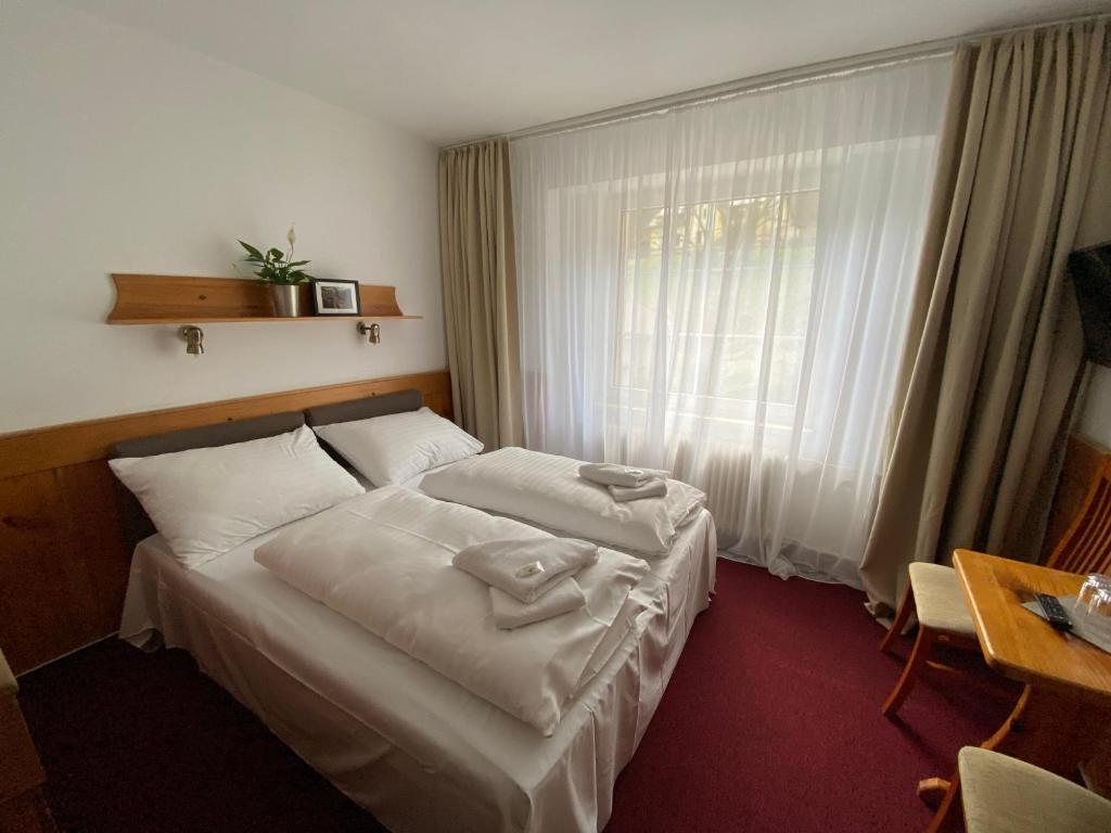 Postel nebo postele na pokoji v ubytování Hotel U STUDÁNKY