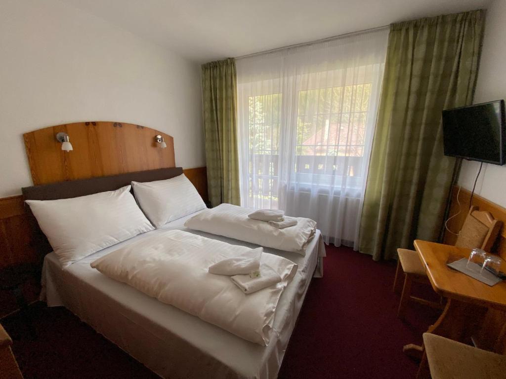 Postel nebo postele na pokoji v ubytování Hotel U STUDÁNKY