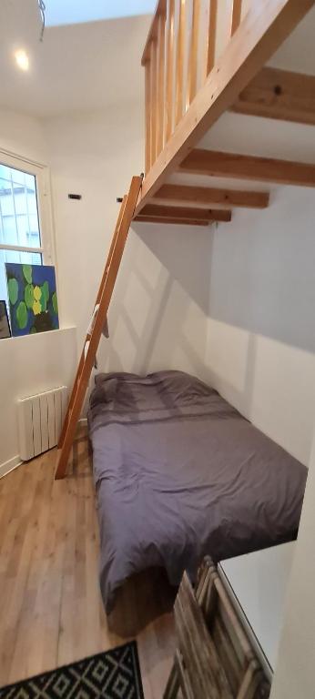 a bedroom with a bunk bed and a staircase at Cosy Studio in Montmartre in Paris