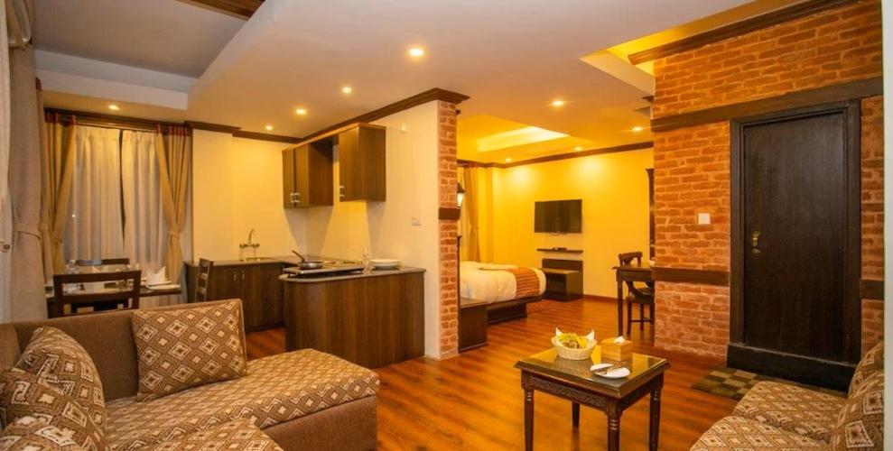 Kuchyň nebo kuchyňský kout v ubytování Pashupati Boutique Hotel & Spa