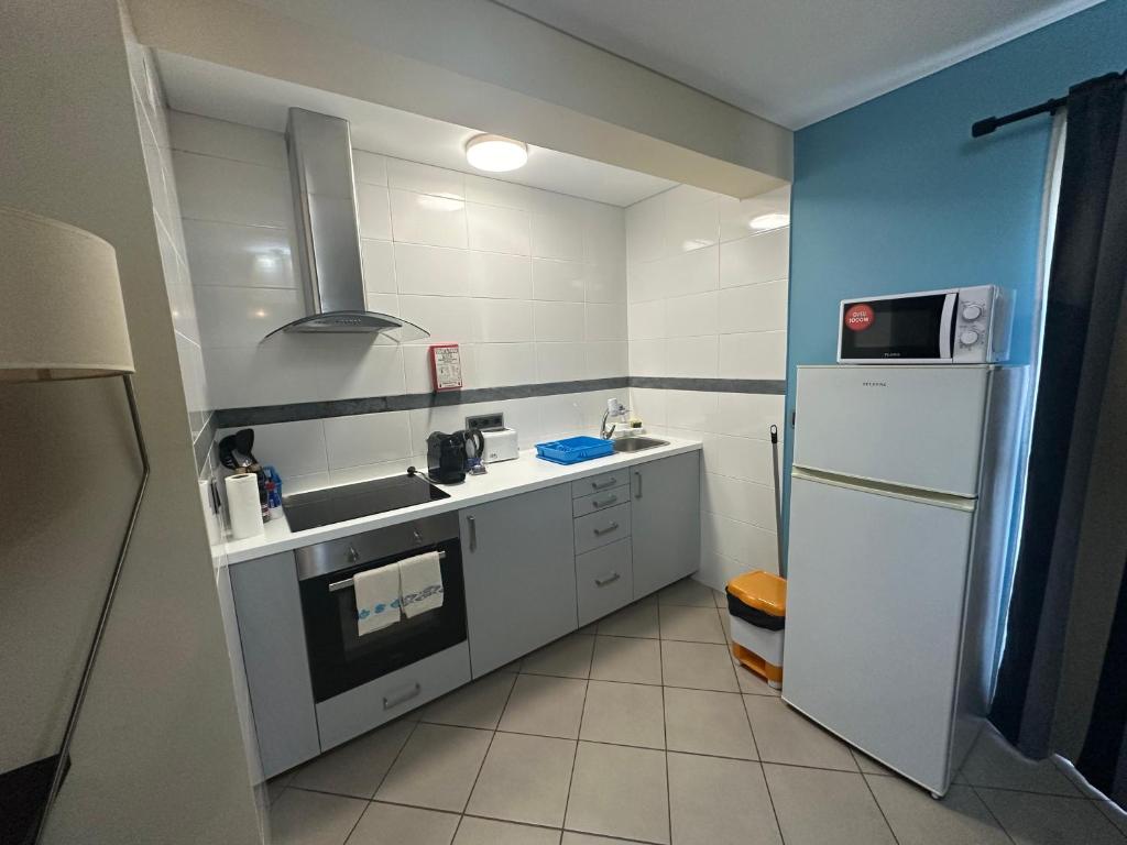 Kuchyň nebo kuchyňský kout v ubytování Apartamentos Basalto
