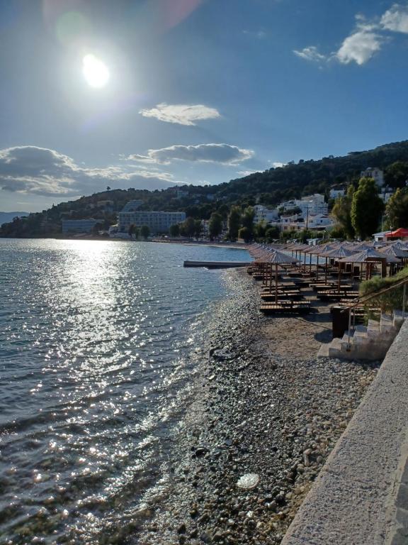a view of a beach with a body of water at Poros Seaside Suite in Poros
