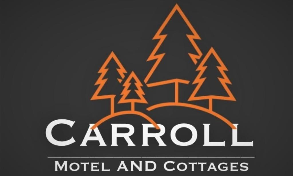 un logotipo para el motel y las conferencias del carruaje en carrollmotel and cottages, en Twin Mountain