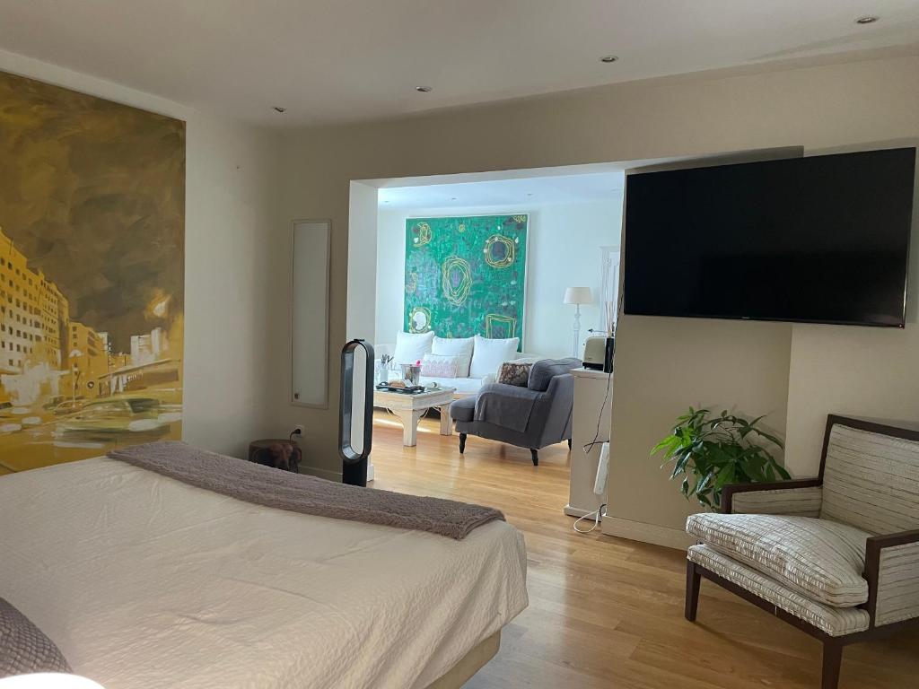 A television and/or entertainment centre at Espléndido dormitorio en Suite