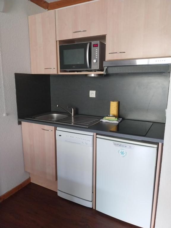 Kuchyňa alebo kuchynka v ubytovaní Appartement Hauteurs Super Besse - 4 personnes -Piscine & Garage