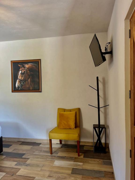 TV a/nebo společenská místnost v ubytování Cabañas, Suites y Habitaciones Rancho San Jorge