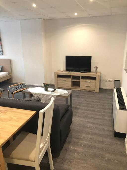 TV a/nebo společenská místnost v ubytování Modernes 1-Zimmer-Apartment im Herzen Oberkochens